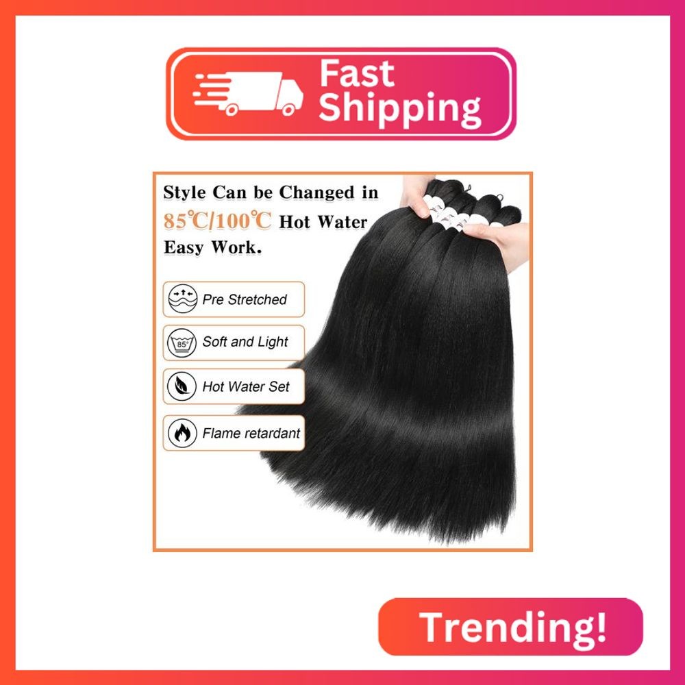 Short Braiding Hair Pre Stretched, 12 Inch 6 Pack Black Prestretched Braiding Ha