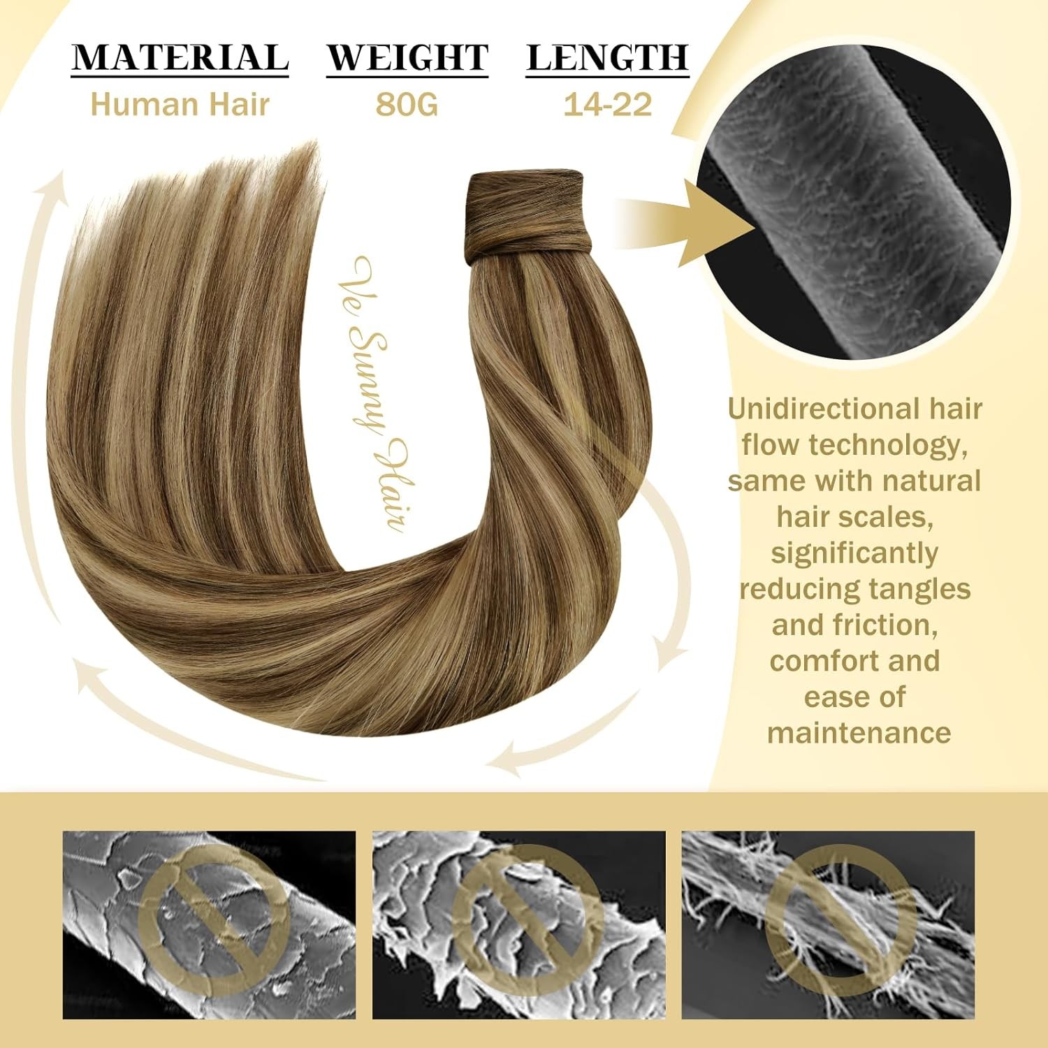 Sunny Hair PONYTAIL 20in Medium Brown Highlighted Caramel Blonde Hair Extensions