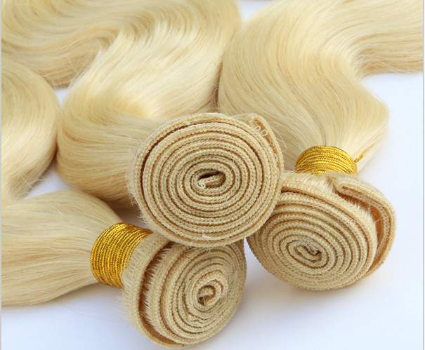 613 Blonde Body Wave 3 Bundles Soft Human Hair Weave Extensions 16INCH 50G per