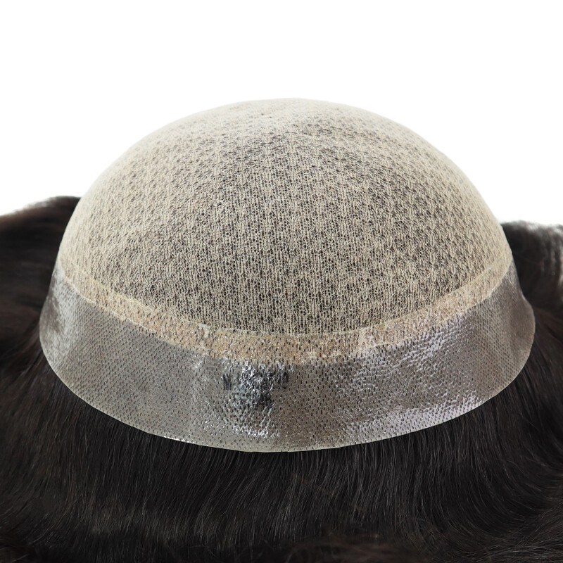 Mens Toupee Human Remy Hair System Silk Top Injection Lace Hairpiece M-lACE #NC