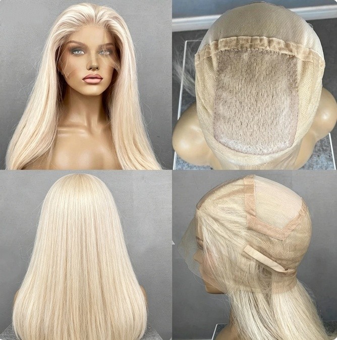 Silk Base Full Lace Wigs For Women Humna Hair 613 Blonde Lace Front Wig Straight
