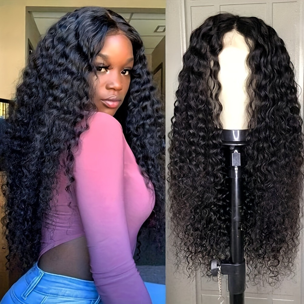 13×4 Lace Front Wig Long Black Loose Curly Glueless Pre Plucked Natural Hairline