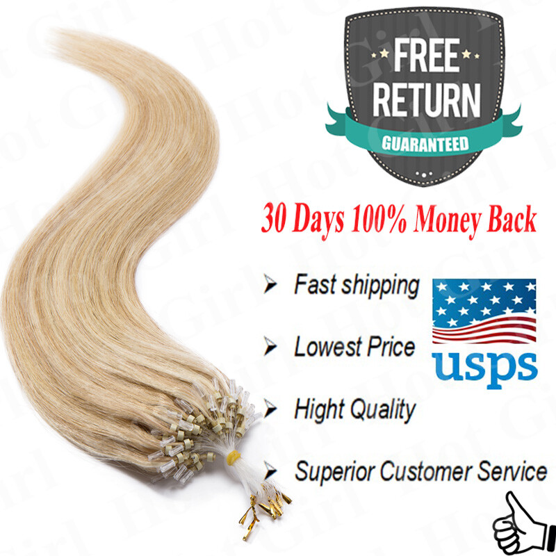 Good Quality Micro Ring Pre Loop 100% Human Hair Extensions 100g Thick Smooth HG