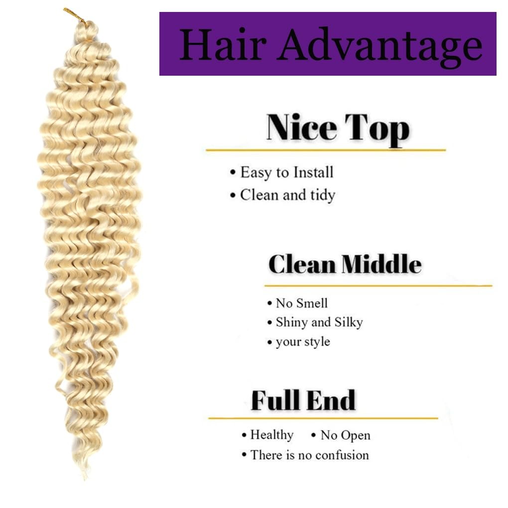 Jiefeng Braiding Hair Beige 22 Inch 3 Bundles Deep Wave Bulk Hair Extensions