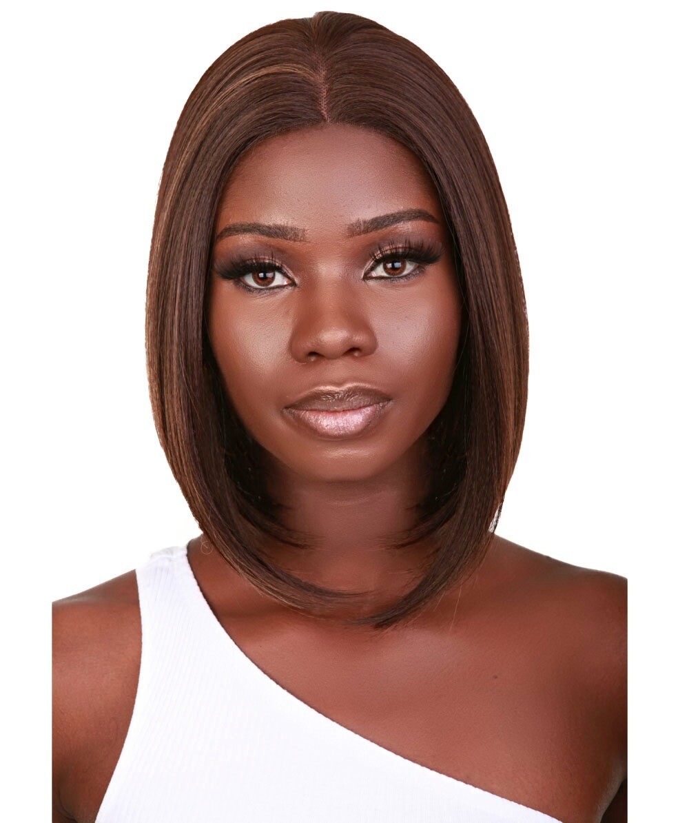 Keda Straight 9.5″ Long 4X4 Hand-Tied Lace Front Wig, Good Heat Resistant Fiber