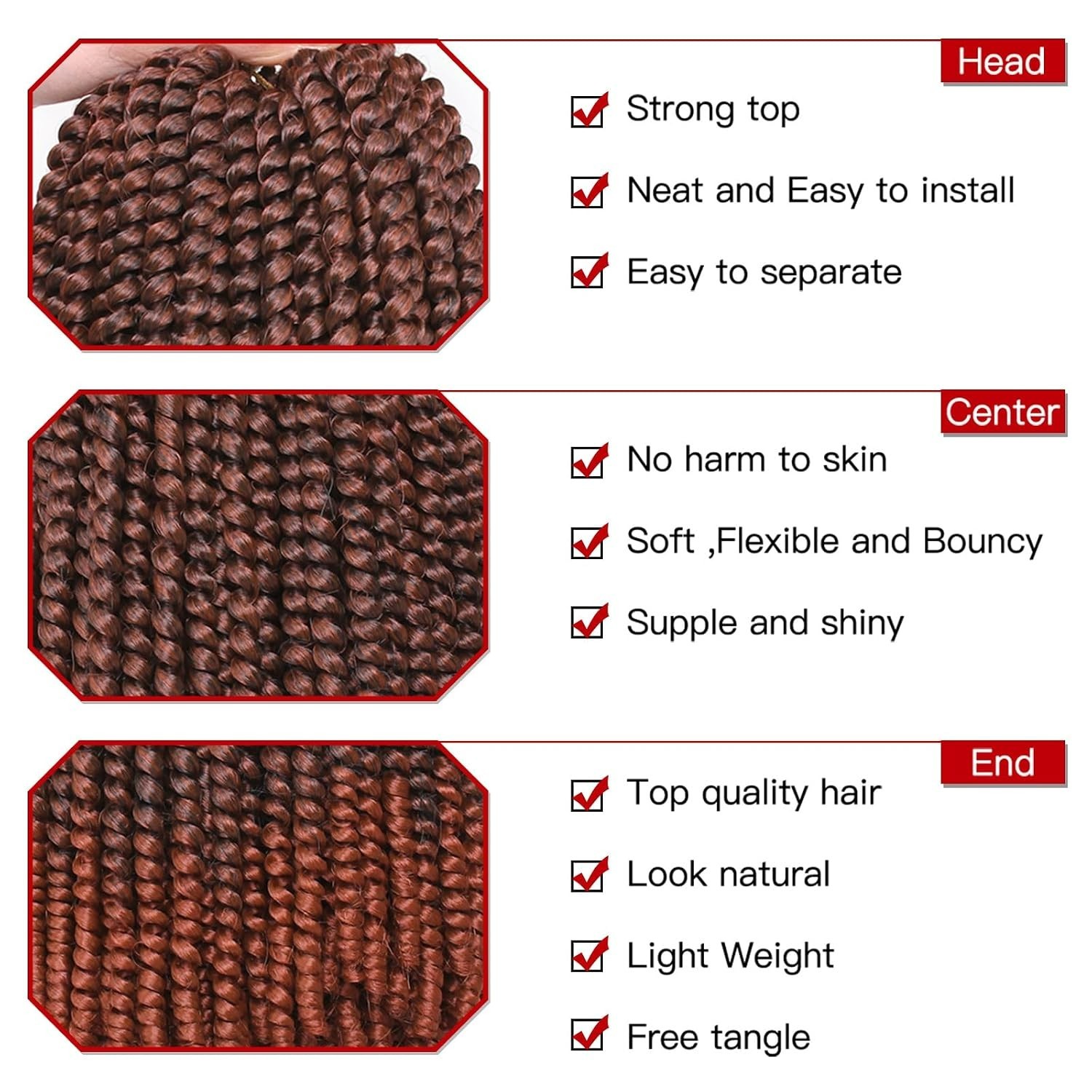 Versatile 12 Inch Spring Twist Braids – Natural Looking Synthetic Hair, 2 Packs