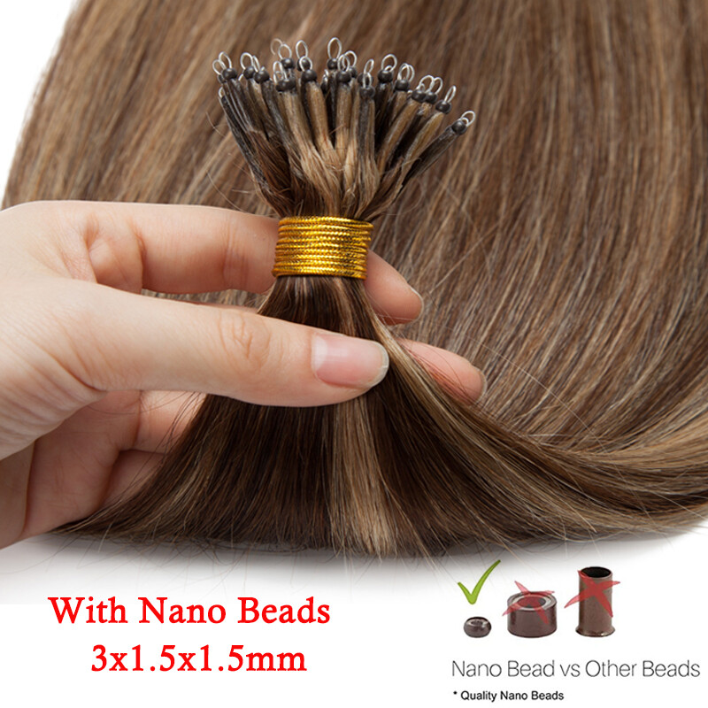 Real Thick Nano Ring 100% Real Remy Human Hair Extensions Micro Loop Beads Ombre