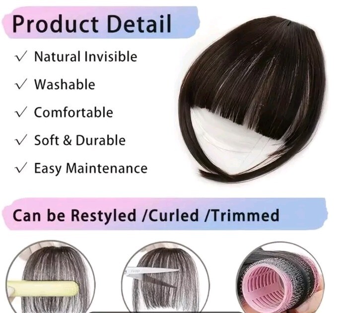 Hair Extension Bangs One Piece/2 Clips Blond/Brown Blend Synthetic 6″ – 10″