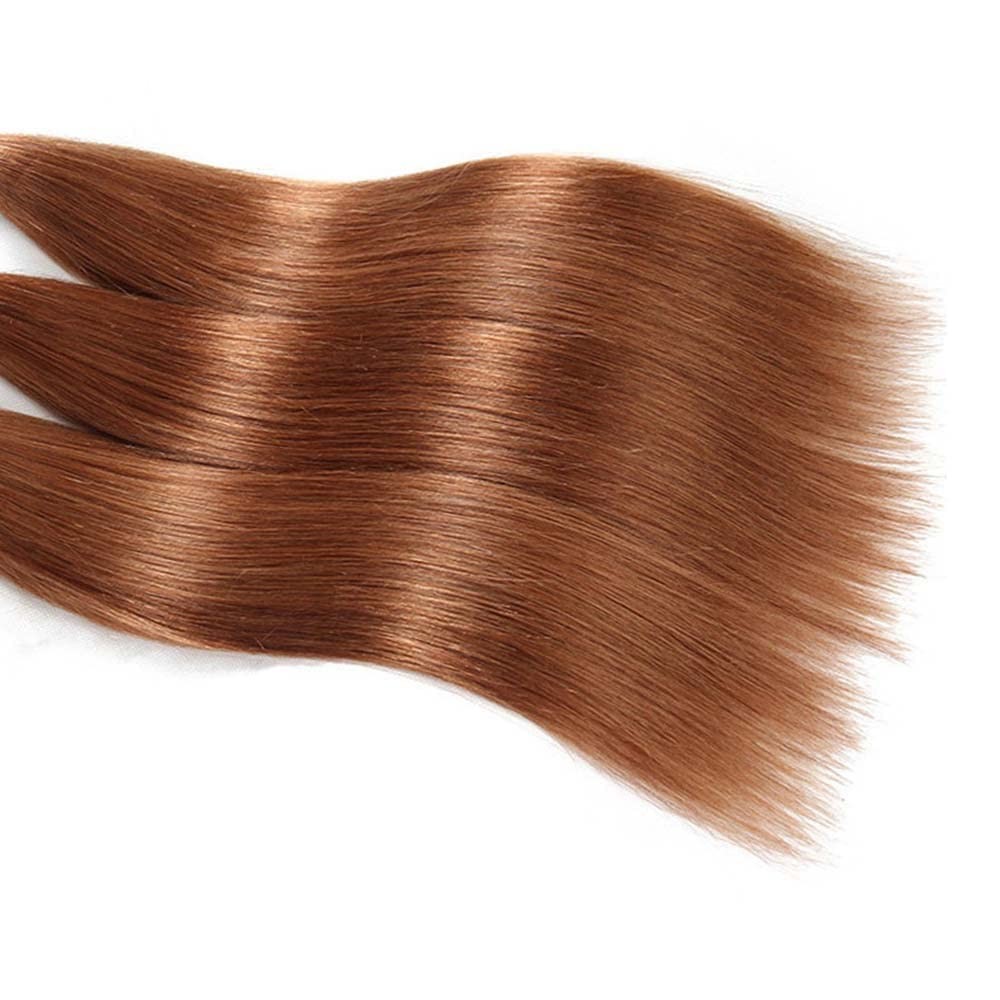 Giginger Brazilian Human Hair Bundles 16 18 20 Inch Color 30 Light Brown