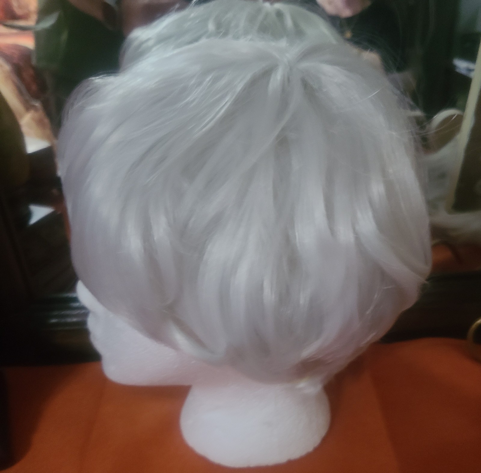 Short White & Silver Pixie Wig Hairpiece, Straight Unisex Adult Wig