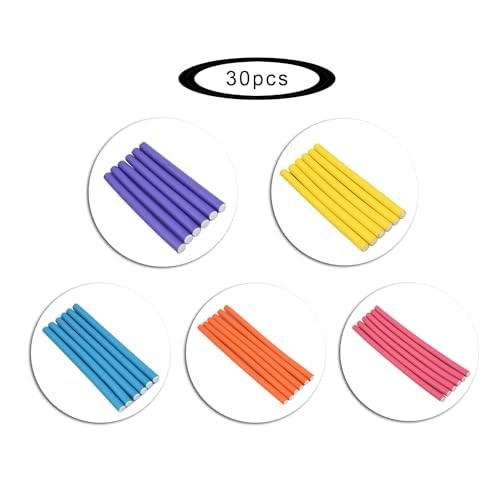 30 Pieces 9.45 Inch Flexible Hair Curling Rods Soft Foam Hair Curlers Rollers No