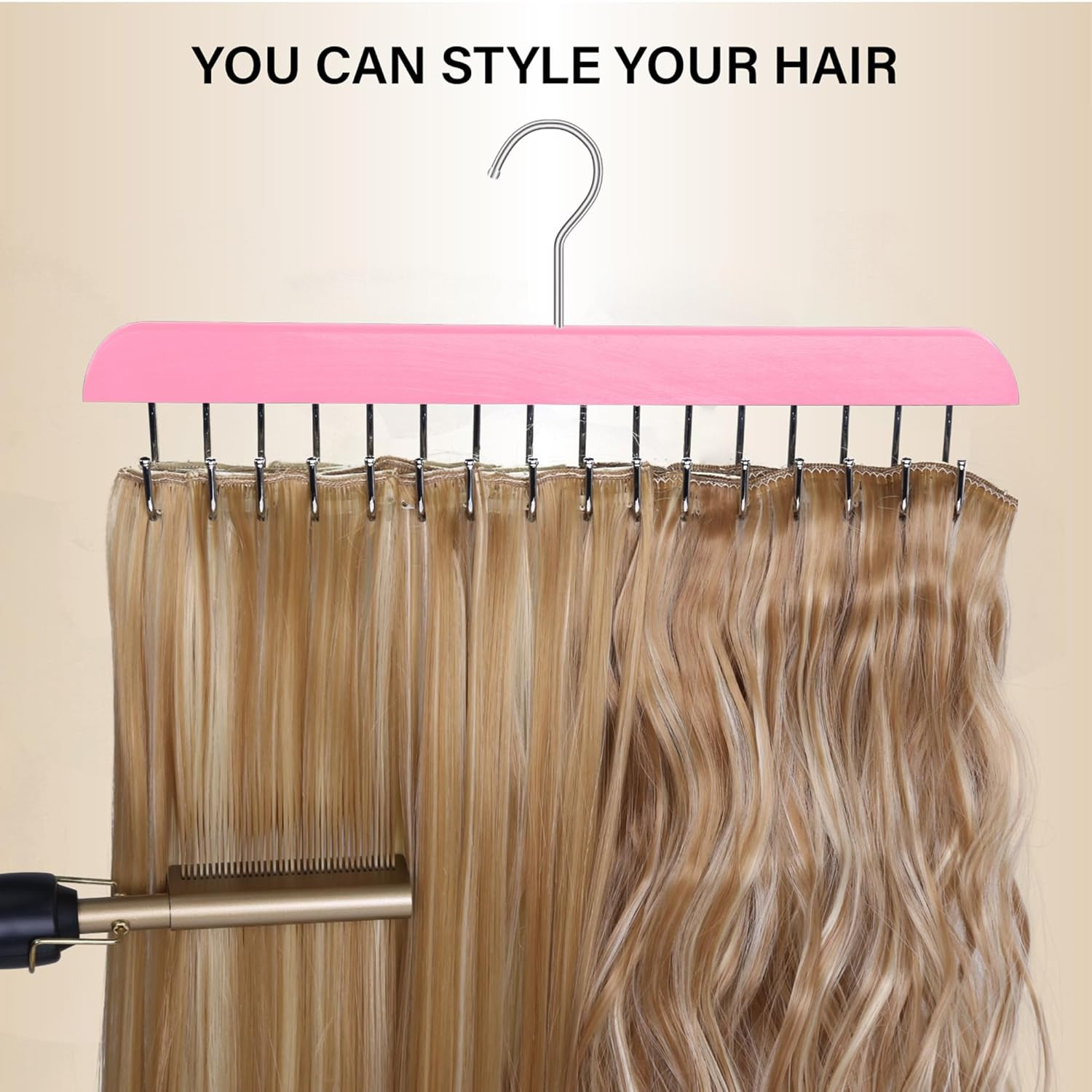 Hair Extension Holder & Hanger for Clip Ins – Weft Organizer Stand for Washing &