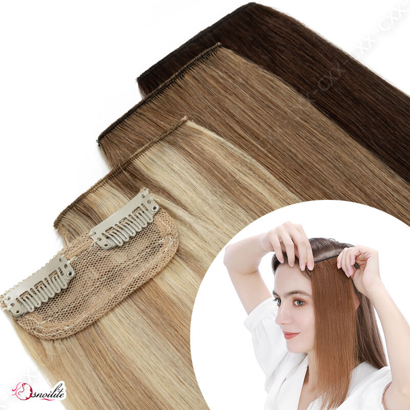 US One Piece Clip In 100% Remy Human Hair Extensions Side Hair Topper Pad Blonde