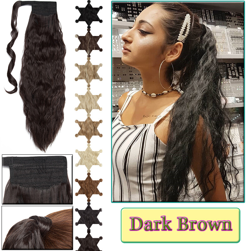 17″- 32″ Hair ponytail Clip In AS Human Hair Extensions Wrap Around Pony Tail US