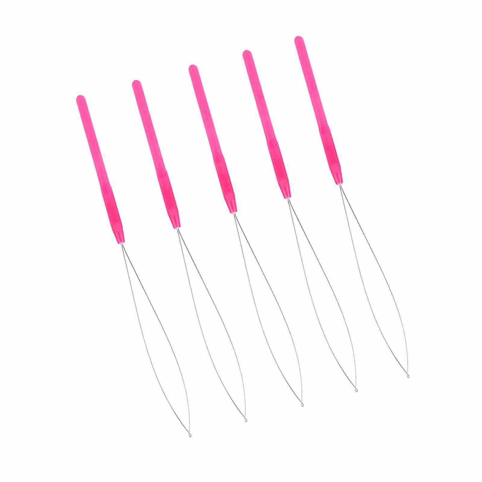 Plastic Handle Pulling Loop Needle Lightweight Hair Extension Tool For Easy