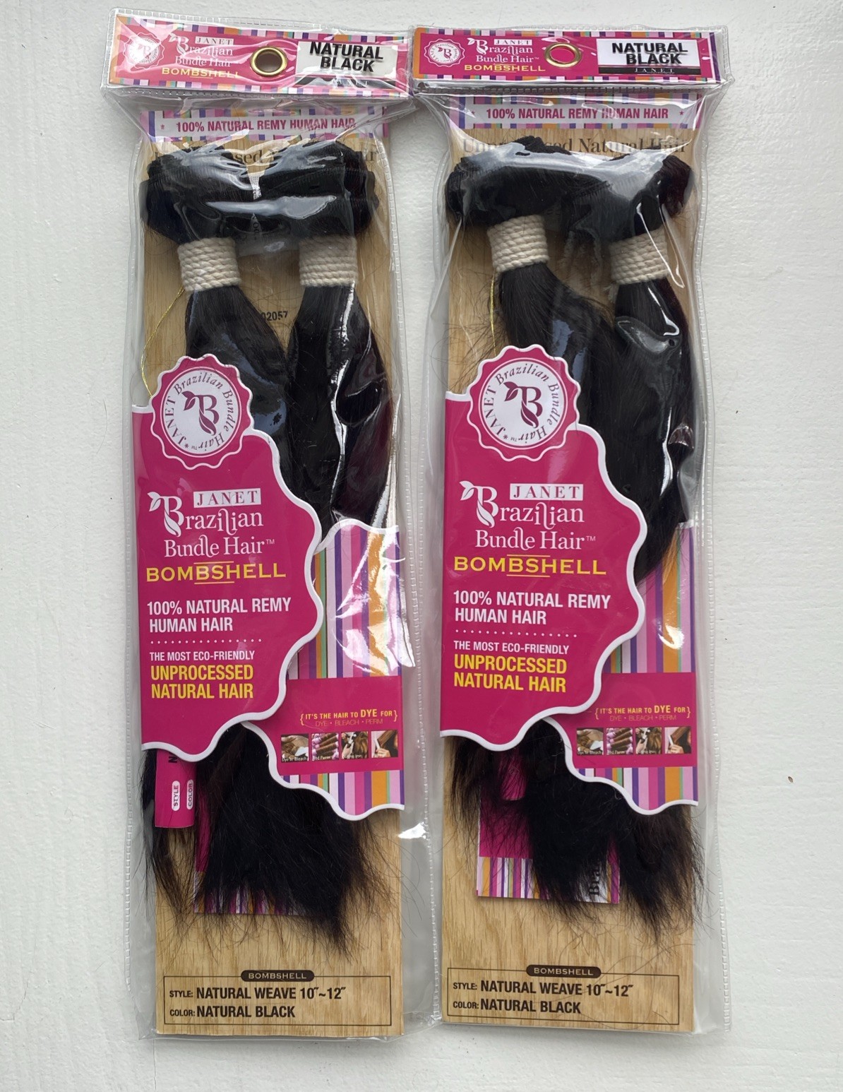 (2) Janet Collection 100% NATURAL REMY Hair Brazilian Bombshell Bundles 10”-12”