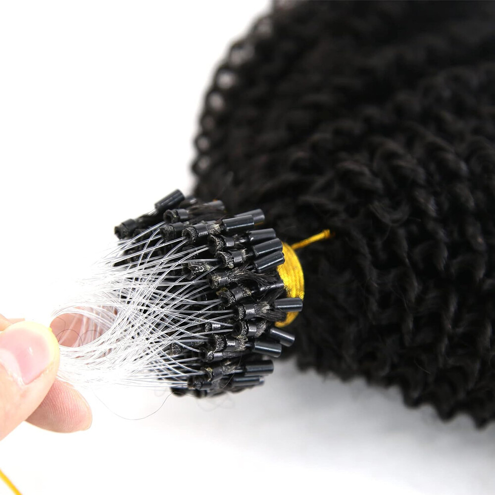Afro Kinky Curly Micro Loop Ring Human Hair Extensions 1g/Strand 100g/Bundle