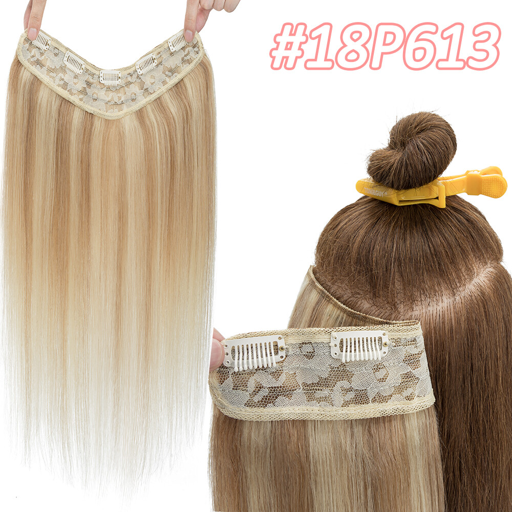 One Piece Clip in Russian Remy Human Hair Extensions 3/4 Full Head U Shape Ombre
