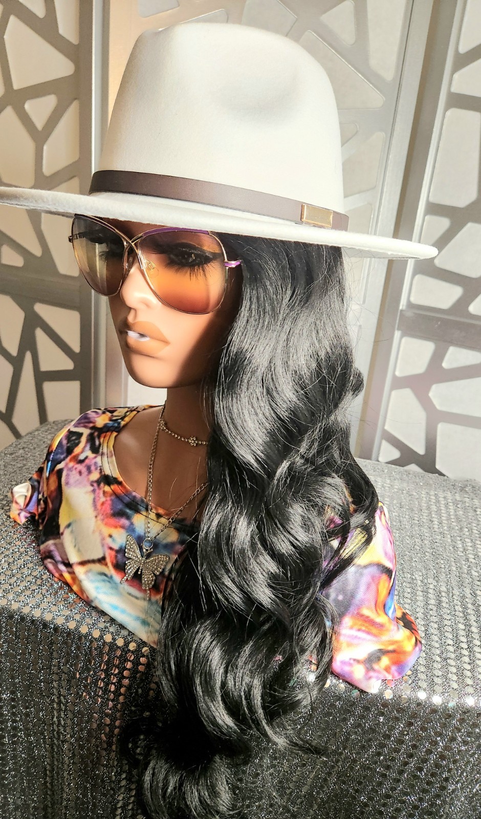 Lace Front Wig Black Long Wig Wavy Black Wig Human Blend Loose Wave Bodywave