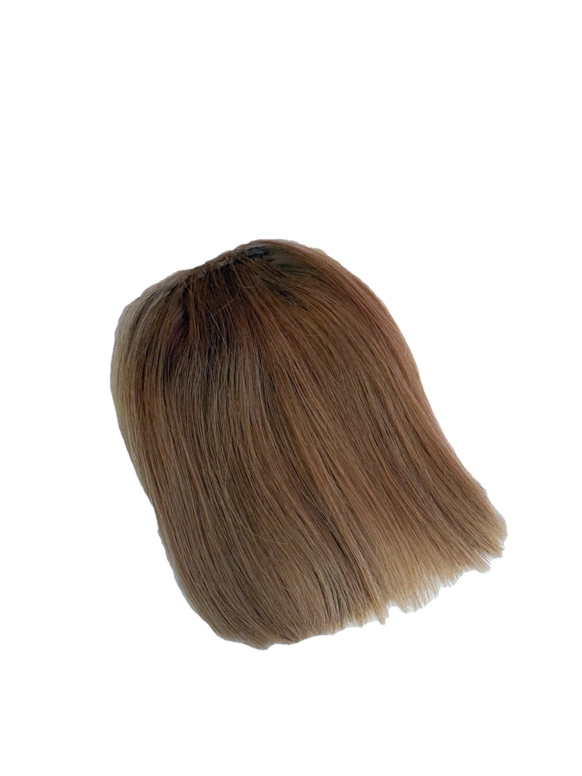 5” Human Hair Thick Bangs Clip In Golden Blonde Darker Roots Base 2.5”x1.5”