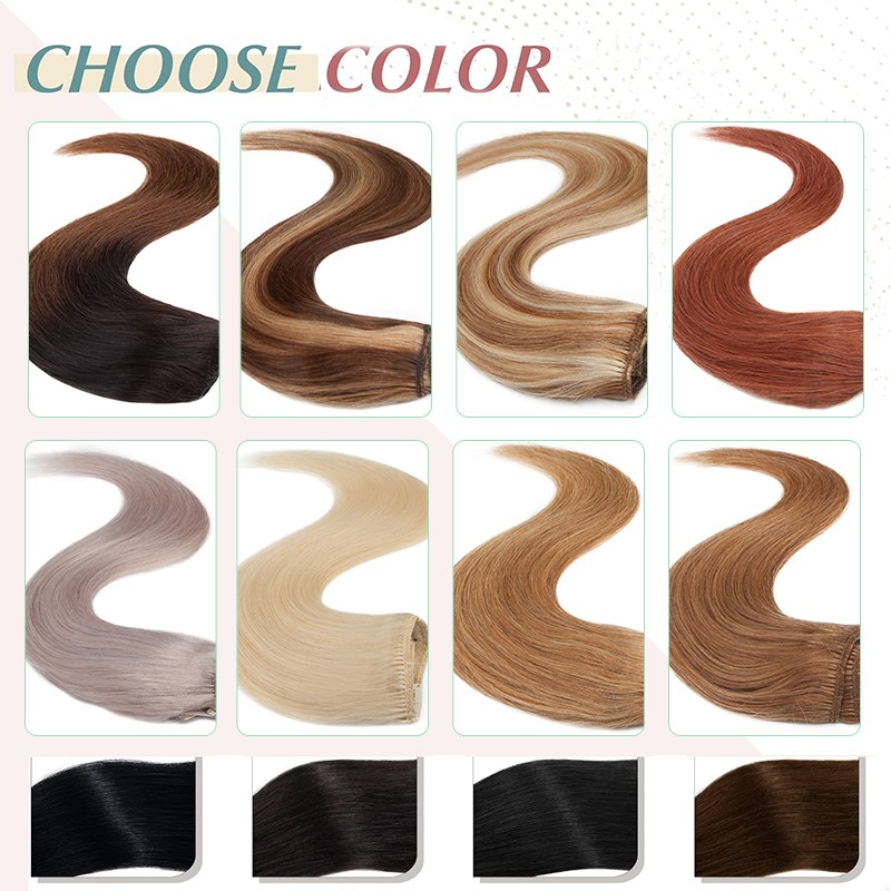 Double Weft 100% Remy Human Hair Extensions Full Head Clip In 8PCS Extra Thick