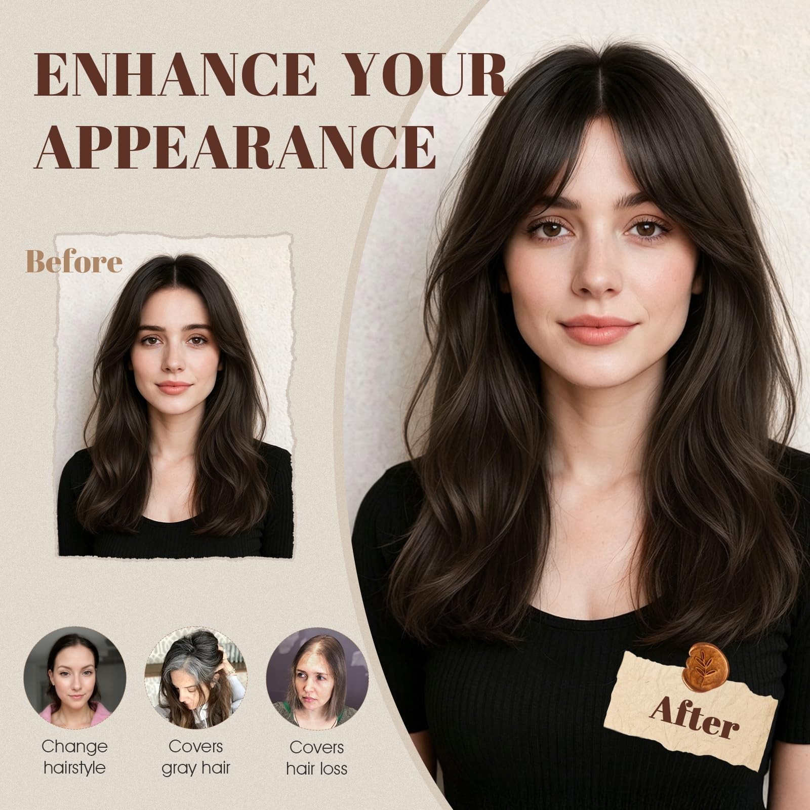 12 Inch Human Hair Topper – Ultra Thin Clip-In Crown Piece for Thinning Gray Hai