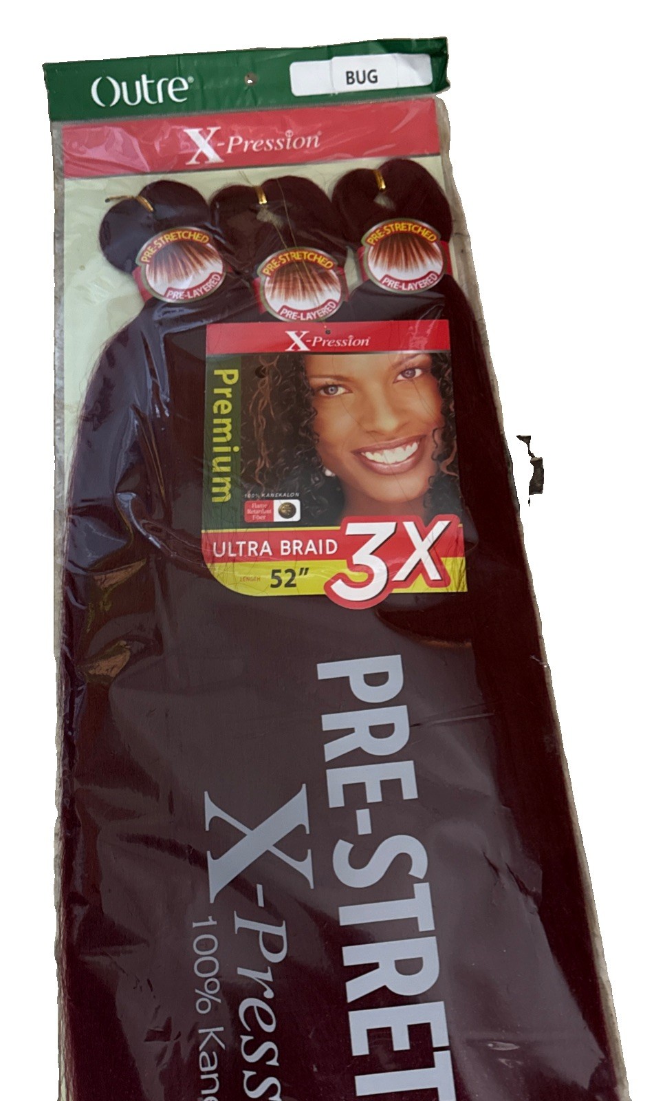 Outre X-Pression Ultra Braid 3X Pre-Stretched 52in Synthetic Burgundy BU