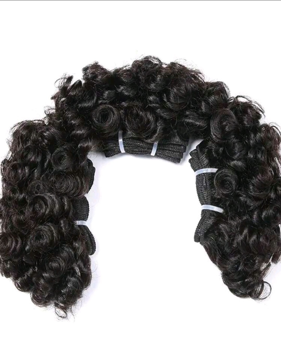 Brazilian Human Hair Bundles 3pcs Set Natural Color Bouncy Curly Weave 6 Inch