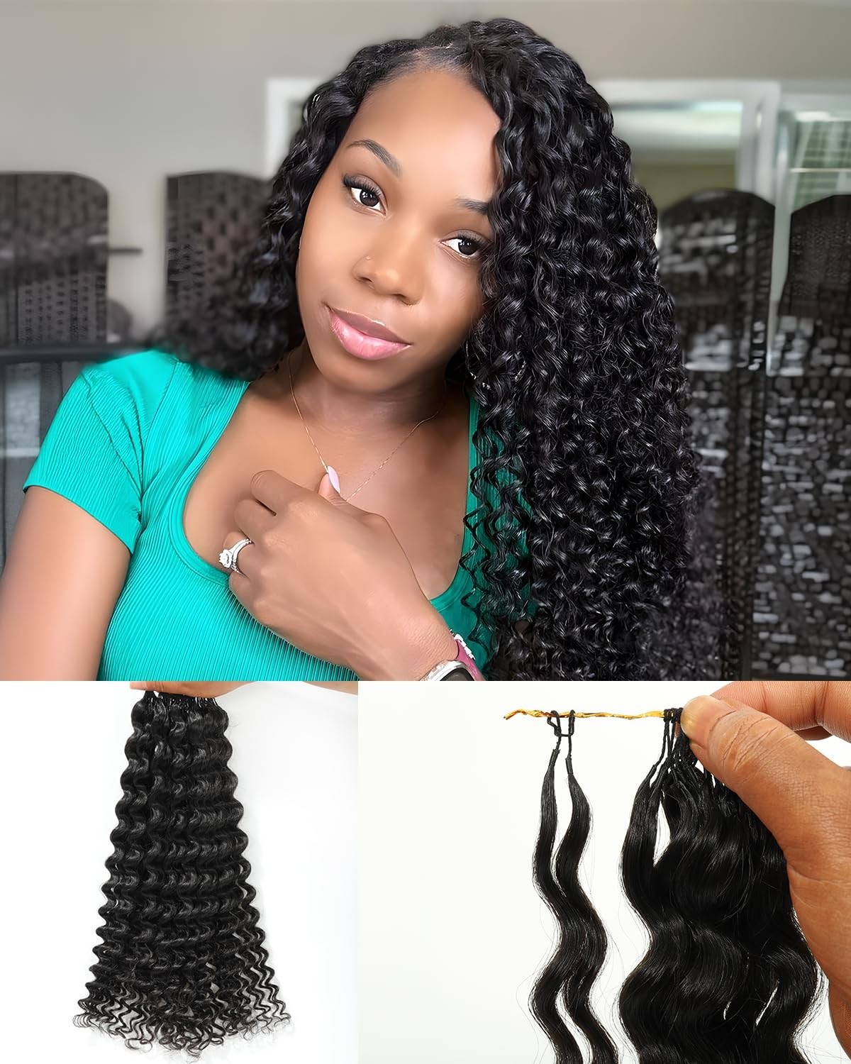20 Inch Deep Wave Pre-Separated Crochet Human Hair 160g #NC Natural Black Color