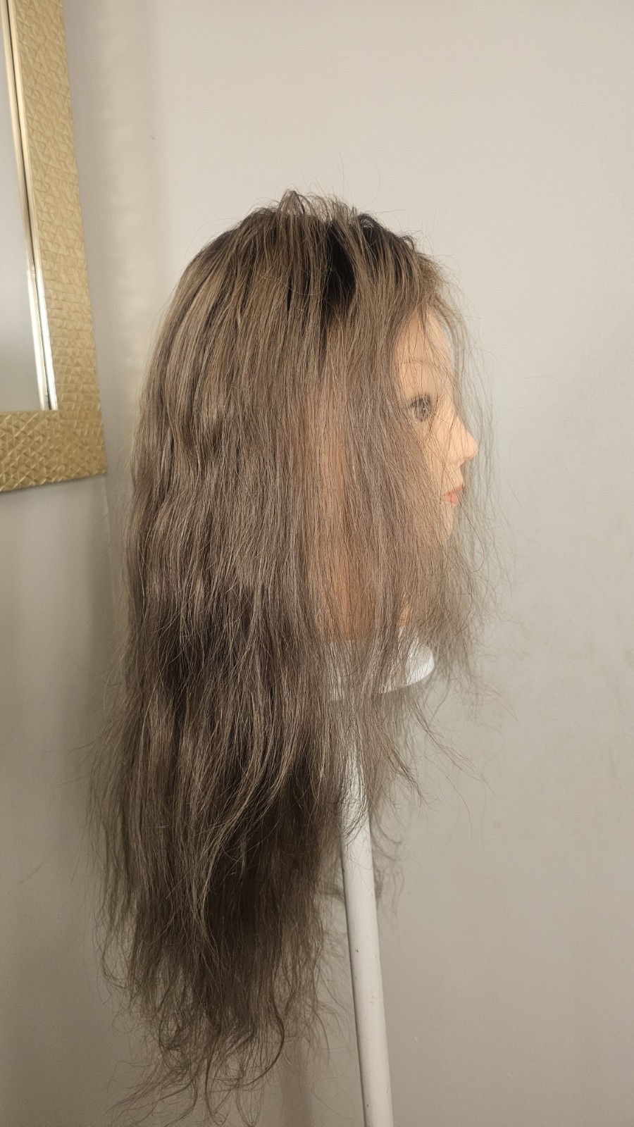 High Quality regular Top 22 to 24″ gray wavy 100% Virgin Human Hair Lace Wig