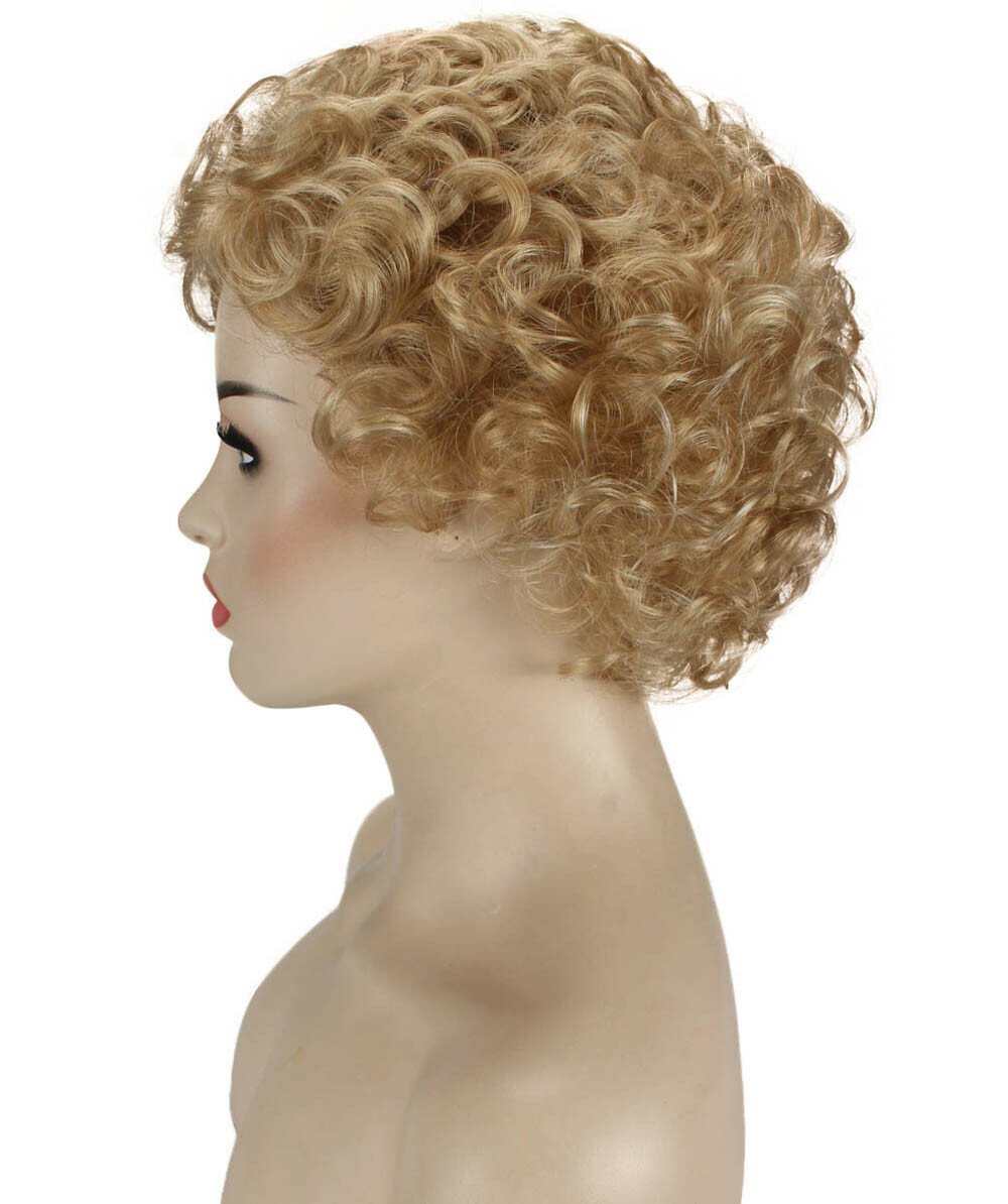 Monroe – Curly Kanekalon Synthetic Fiber Full Wig, 4 – 4.5 in, Champaign Blonde