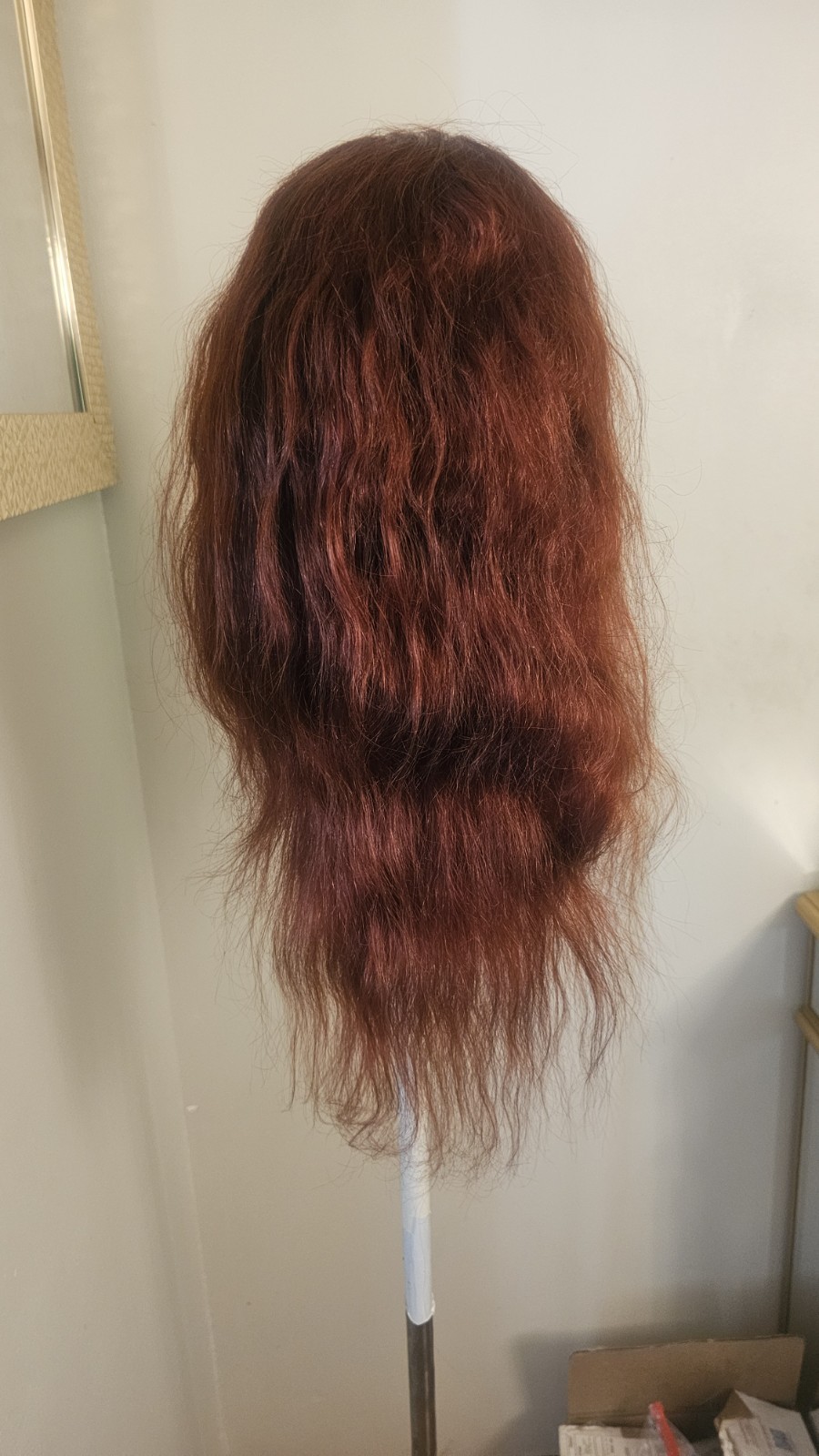 High-Quality Regular Top 24″ Copper Red Wavy 150% Virgin Human Hair Lace Wig