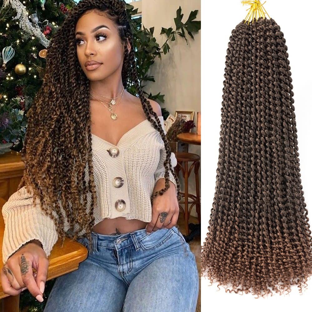 ShowCoco Passion Twist Hair 36″ 8-Packs Ombre Burgundy Water Wave Crochet