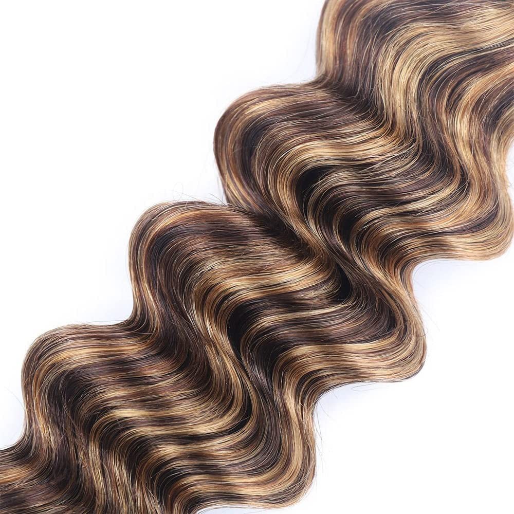 Ubinica Chocolate Honey Blonde P4/27 Human Hair Bundles 24 26 28 Inch Deep Wave
