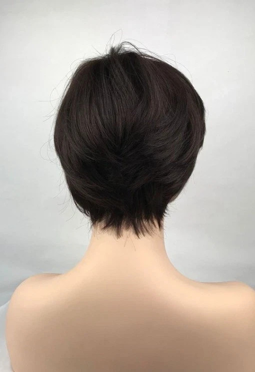 Ladies Human Hair Short Curly Black Grey Wigs Women’s Wig+Wig Cap