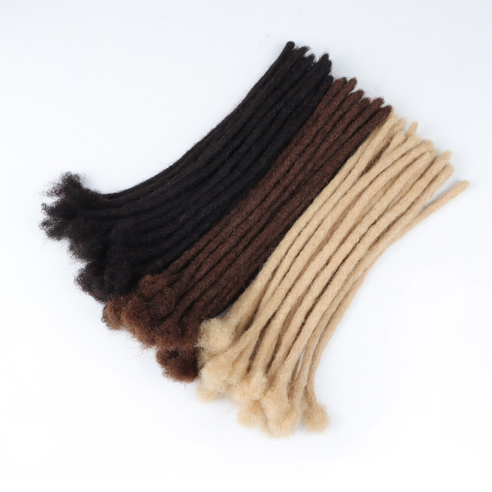100%Real Human Hair Dreadlocks Extensions Handmade 0.8cm Locs Crochet Braid Hair