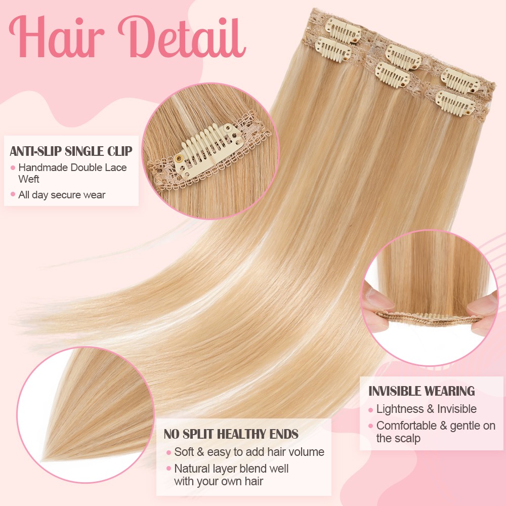 6PCS Real Human Hair Clip in Short Hair Extensions 100% Remy Hair Pieces Thin US