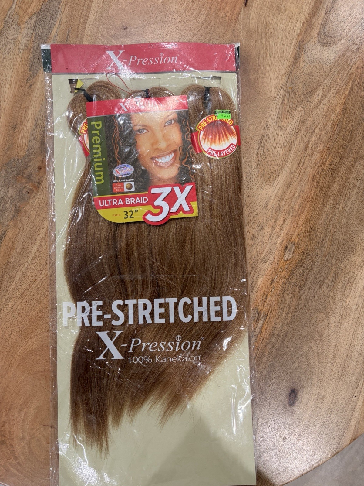 X-Pression 3X Ultra Braid Pre-Stretched 32″ Synthetic Medium Brown Extension