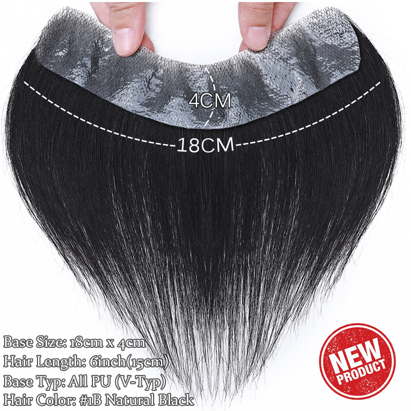 Mens Toupee Receding hairline Patch Thin Skin PU Bald Human Hair Piece System US