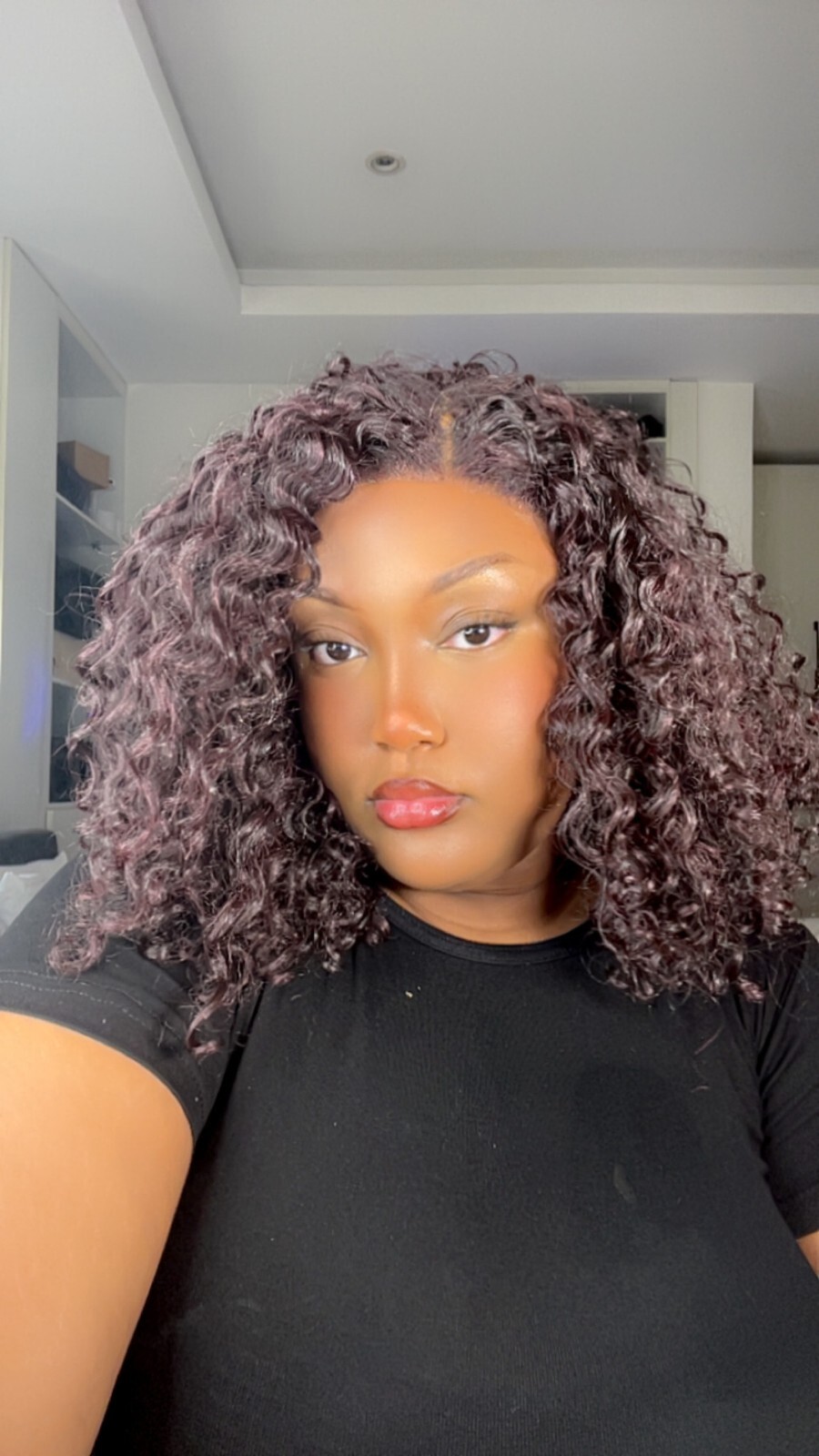 LUXLUXE Cara 4X4” Mid-part HD Lace Front Medium Length Curly Natural Loo BL-0154