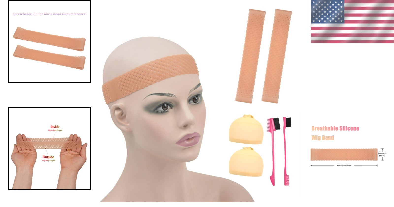Breathable Silicone Wig Grip Bands Set – Adjustable Non-Slip, 4-Piece Essentials
