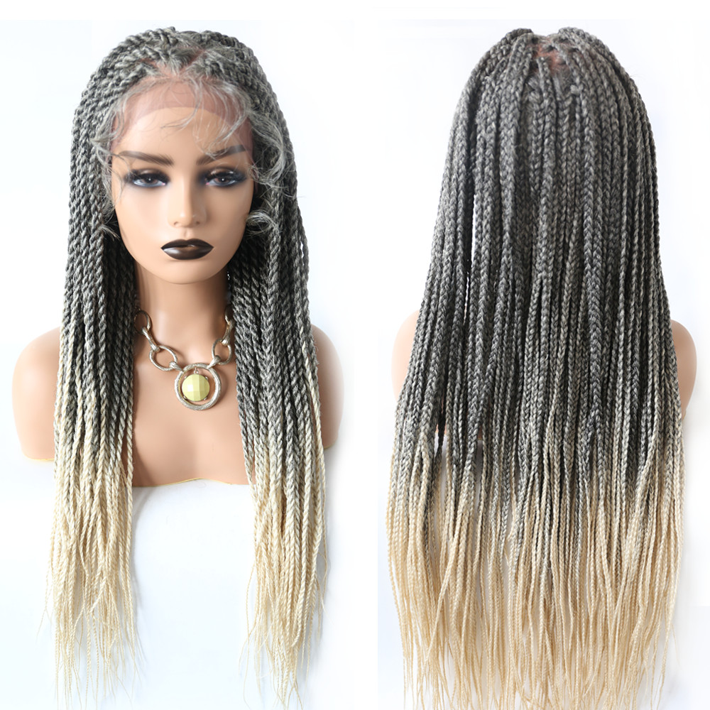Twist Braids Women Wigs Swiss Lace Front Hand Braided Wig Lightweight Long Hair