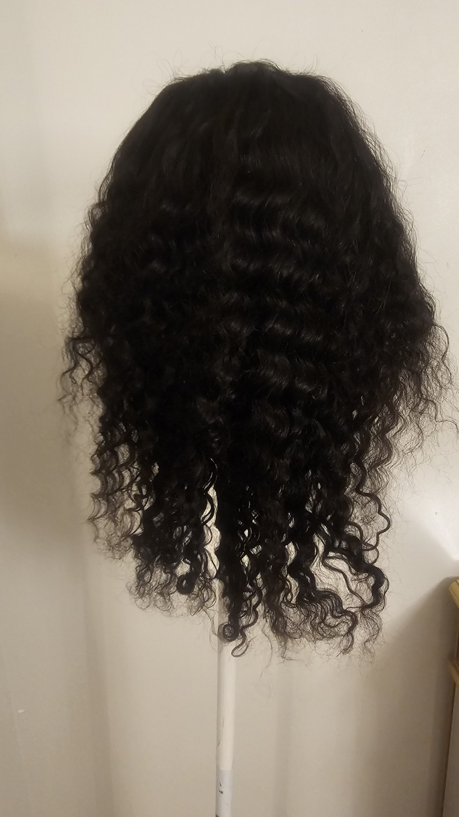 High Quality regular 22″ black waterwave 100% Virgin Human Hair Lace front Wig.