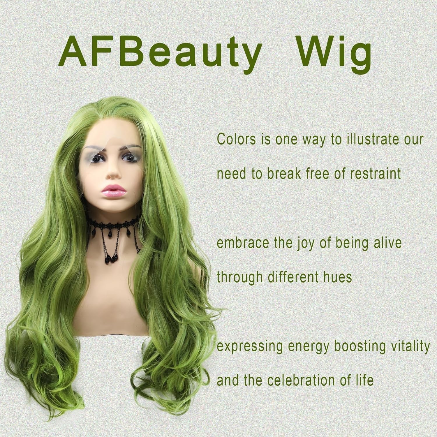 Matcha Green Wig Long Bouncy Wave Olive Green Synthetic Lace Front Wigs Pre P…