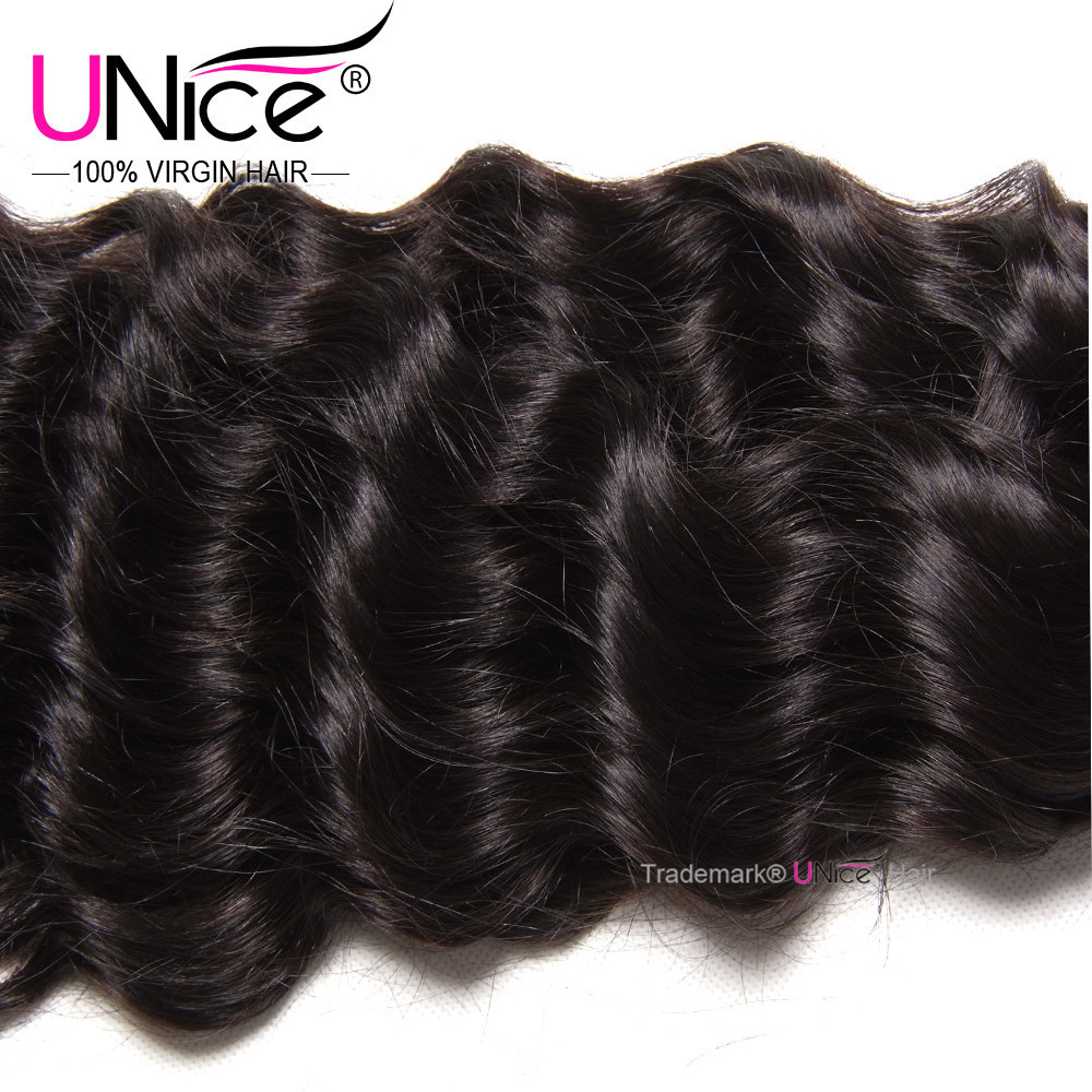 UNice Brazilian Natural Wave Human Hair Extensions 4 Bundles Virgin Hair Weaves