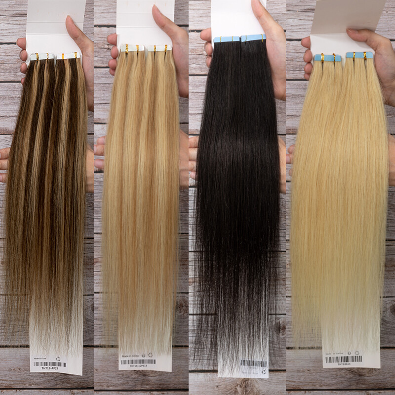 Tape In Stick 100% Remy 8A Human Hair Extensions Full Head Skin Weft Thick Long