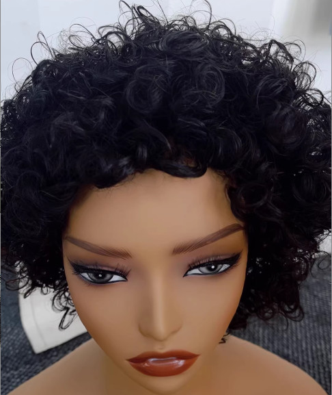 6 Inch Pixie Cut 13×1 Lace Front Wig 100% Human Hair Curly Wig 150%/180% Density