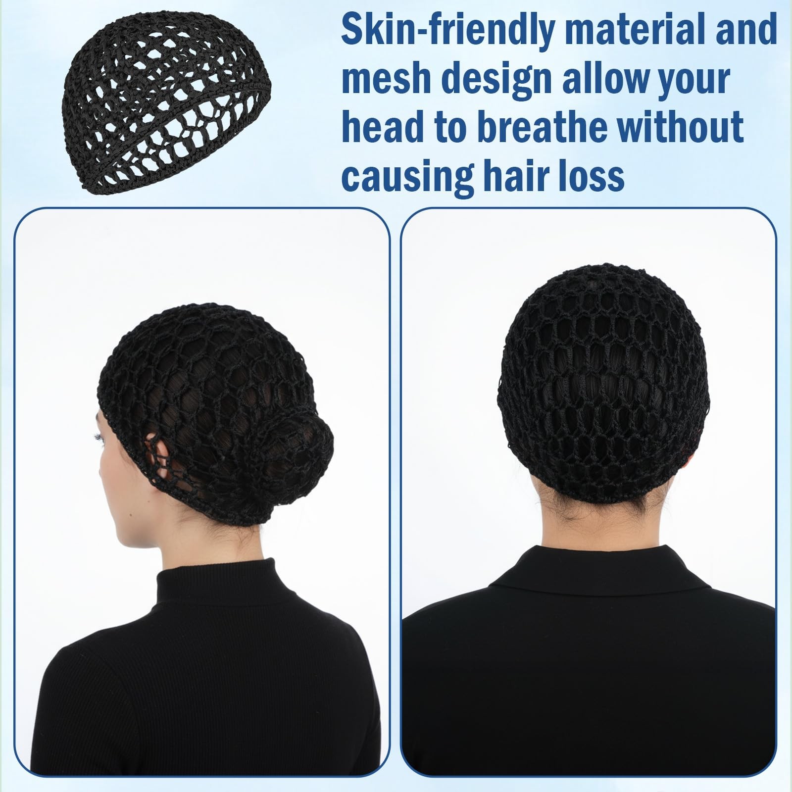 4Pcs Wig Cap, Black Nylon Crochet Hair Nets, Thick Long Hair Caps Adjustable …