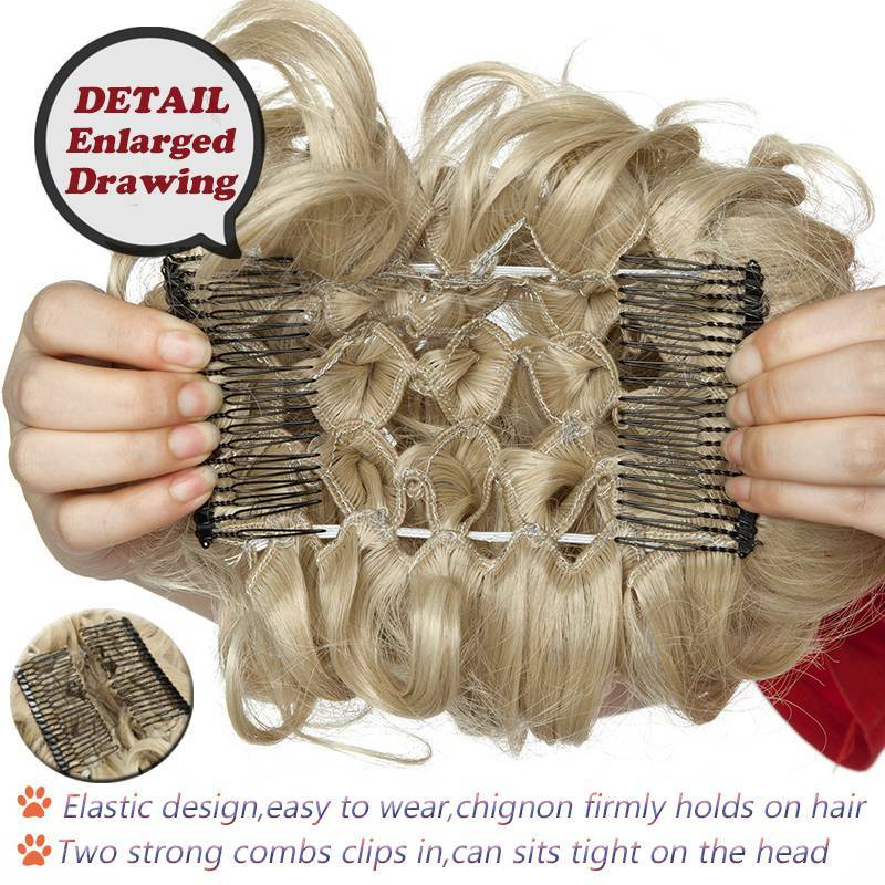 THICK Chignon Messy Bun Updo Clip in Extensions Curly Hair Piece Real as Human