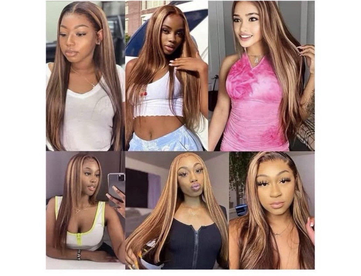 Sew in Straight 3 pack 22” p33/613 HUMAN HAIR RED BROWN BLONDE extensions – NEW